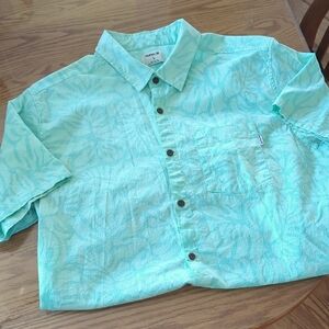 Hurley Men's Aqua Short-Sleeve Button-Down Shirt. Vacation Shirt!!